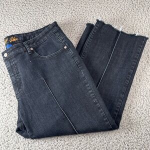 Bill‎ Blass High Rise Boot Cut Linear Fit Stretch Crop Raw Hem Jeans Size 18W